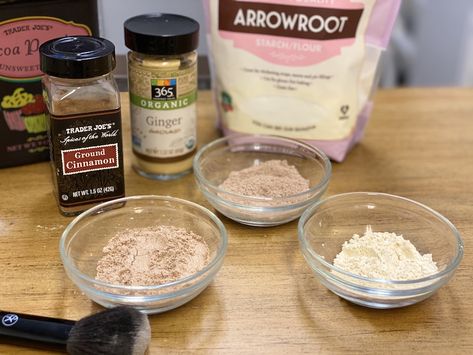 DIY Dry Shampoo for Redheads, Blondes, and Brunettes • The Crunchy Ginger Natural Dry Shampoo, Diy Dry Shampoo, Shampoo Recipe, Arrowroot Powder, Powder Recipe, Dried Strawberries, Hair Tonic, Pink Clay, Asian Hair