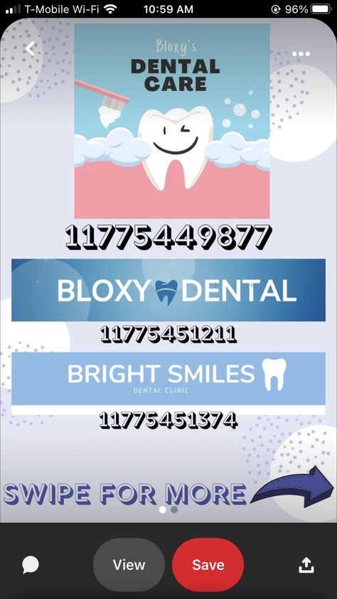 Bloxburg Decals Codes For Hospital, Bloxburg Dentist Ideas, Dentist Decals Bloxburg, Bloxburg Dentist Office, Dentist Bloxburg, Bloxburg Clinic, Bloxburg Dentist Decals, Bloxburg Doctors Office Decals, Bloxburg Doctors Office