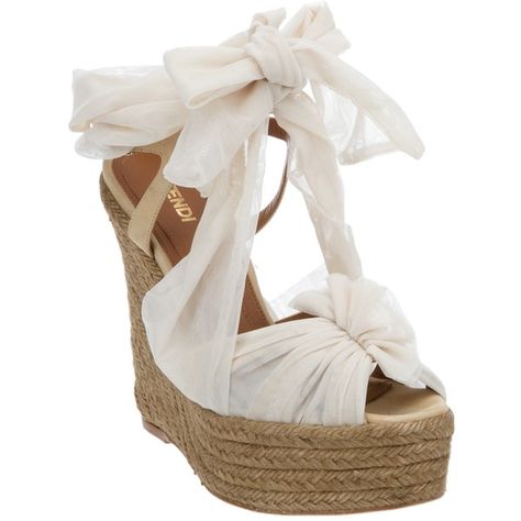 FENDI bow front wedge ($500) ❤ liked on Polyvore featuring shoes, sandals, wedges, heels, scarpe, women, leather sole shoes, cream wedge sandals, fendi shoes and heeled sandals 00s Mode, Dr Shoes, Shoe Wishlist, Prom Heels, Girly Shoes, Shoe Inspo, Aesthetic Shoes, Swag Shoes, Prom Shoes