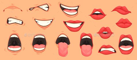 Mouth Shapes, Cartoon Mouth, Pouting Lips, Cartoon Mouths, Female Lips, Cartoon Smile, Mouth Drawing, Pop Art Drawing, Lips Drawing