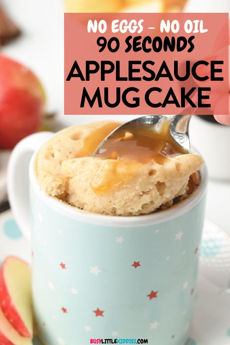 Applesauce Mug Cake, Healthy Mug Cake Recipes, Vegan Mug Cake, October Meals, Healthy Applesauce, Mug Dessert Recipes, Cinnamon Mug Cake, Microwave Mug Recipes, Vegan Mug Cakes