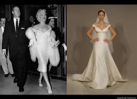 Marilyn Monroe Dresses: 5 Blond Bombshell-Inspired Wedding Gowns | The Huffington Post Marilyn Monroe Wedding Dress, Monroe Wedding Dress, Marilyn Monroe Wedding, Blond Bombshell, Wedding Dress Costume, Marilyn Monroe Dress, Monroe Dress, Celebrity Wedding Dresses, Timeless Wedding Dress