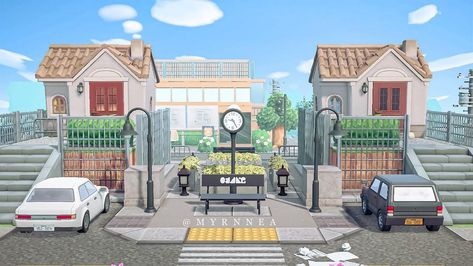 Kiki Acnh, Acnh Scenery, Urban Island, Animals Crossing, City Island, Animal Crossing Guide, City Layout, Modern Entrance, Acnh Codes