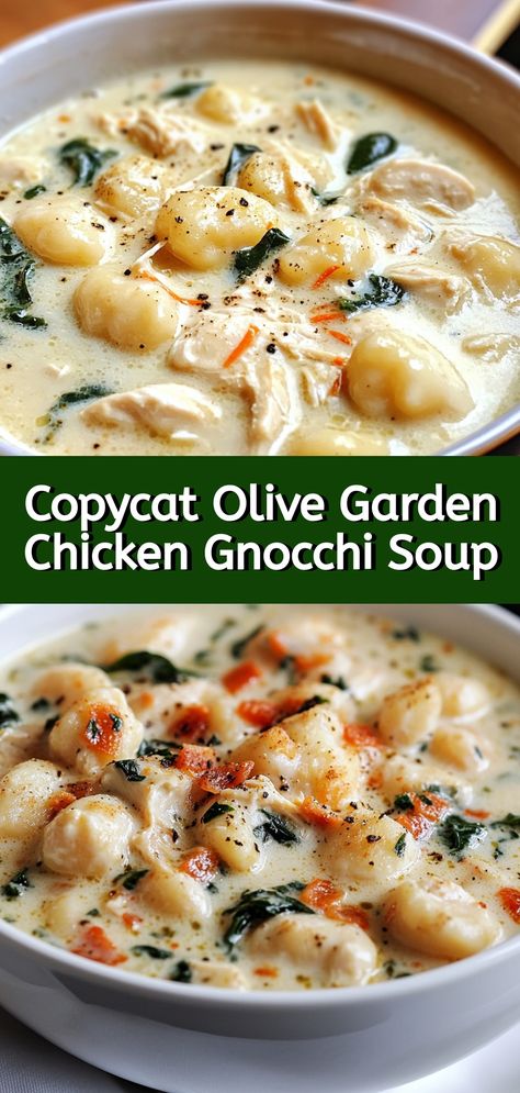 Copycat Olive Garden Chicken Gnocchi Soup Cheesy Chicken Gnocchi Soup, Crock Pot Chicken Nochi Soup, Chicken Gnocchi Pesto Soup, Chicken Soup Olive Garden Gnocchi, Olivegarden Chicken Gnocchi Soup, Copycat Chicken Gnocchi Olive Garden, Chicken And Gnocchi Soup Recipes, Gnocchi And Chicken Soup, Homemade Chicken Gnocchi Soup