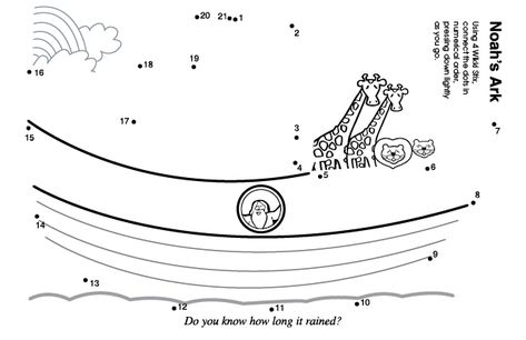 Bible Connect the Dots Noah Ark Dots Coloring Pages, Noahs Ark Preschool, Awana Crafts, Coloring Pages Bible, Ark Craft, Sunday School Printables, Dot Marker Printables, Dot To Dot Printables, Story Crafts