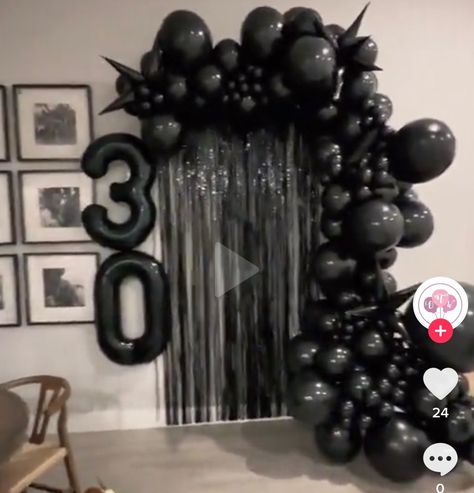 Rip To My 20s Party Decor Diy, Rip To My 20s Table Decor, 30th Black Birthday Ideas For Women, Flapper 30th Birthday, Goth Birthday Party Aesthetic, Rip20s Party, Black Theme Bday Party, Rip Twenties Birthday Party, 30th Birthday Black Theme