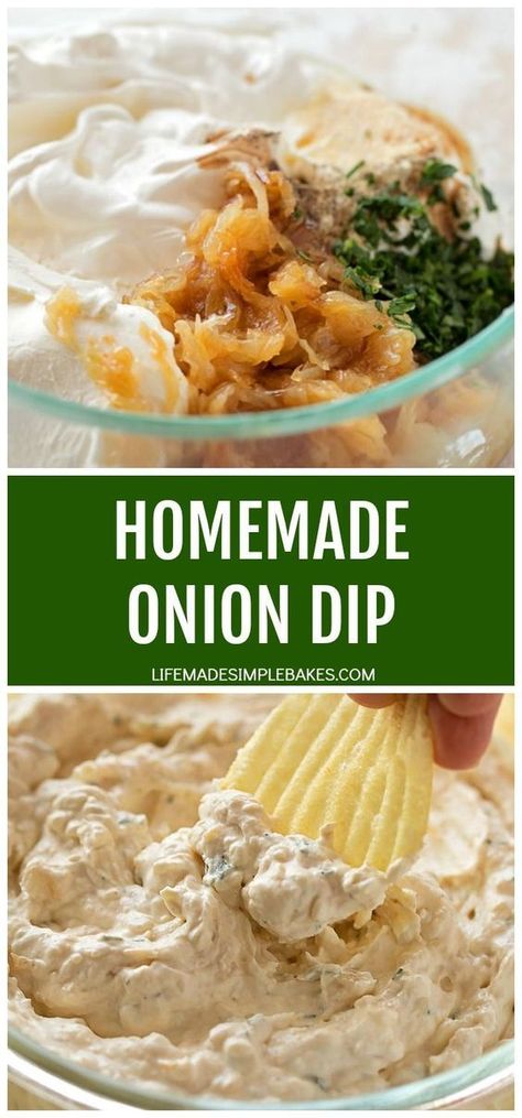 Queso Homemade, Homemade Onion Dip, Easy Queso, Homemade French Onion Dip, Onion Dip Recipe, Life Made Simple, Dip Easy, Caramelized Onion Dip, Homemade Dips