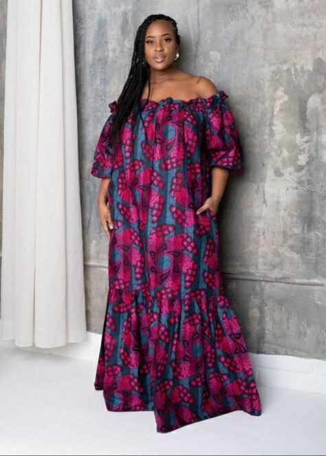 Off Shoulder Bubu Gown, Africa Print Dress, African Long Dress, Ankara Bubu Gown Styles, African Kaftan Dress, African Kaftan, Africa Print, Bubu Gown Styles, Ankara Gown