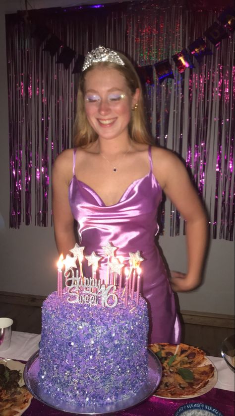 Euphoria Birthday Cake Aesthetic, Euphoria Sweet 16, Purple Sweet 16, Purple Cakes Birthday, Purple Birthday Party, Sweet Sixteen Birthday Party Ideas, Glow Birthday Party, Glitter Birthday Parties, 16th Birthday Decorations