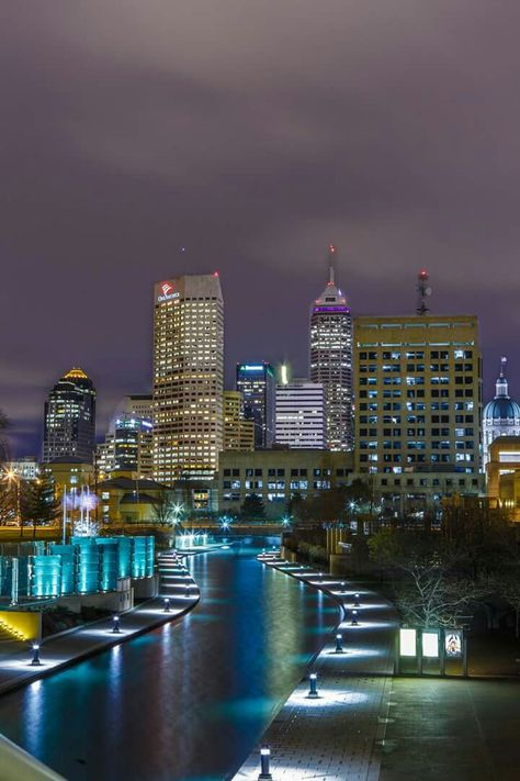 Indianapolis skyline is absolutely gorgeous! Summer 2016 Indianapolis Skyline, Asia City, Downtown Indianapolis, Indianapolis Indiana, World Cities, River Boat, Caribbean Islands, City Skyline, City Lights