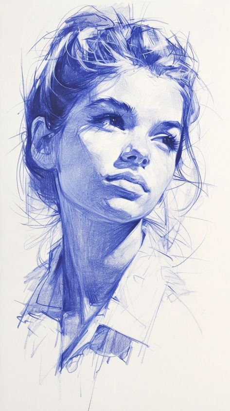 Art Reference Portrait, Cool Pen Drawings, Portrait Drawing Reference, Portret Drawing, Face Portrait Drawing, Female Sketches, Faces Drawings, Sketch Character, Drawing Portraits