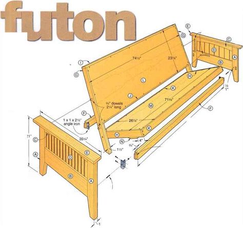 Wood Futon Frame Plans - How to Build Furniture Diy Futon Frame, Futon Bed Frame, Futon Diy, Diy Oven, Wood Futon, Wood Futon Frame, Futon Makeover, Metal Futon, Best Futon