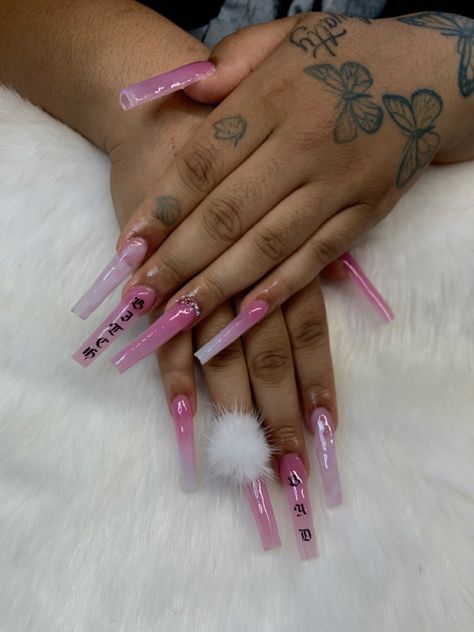 Puff Ball Nails, Extra Acrylic Nails Designs, Extra Long Nails, Xxl Nails, Extra Nails, Acrylic Nail Ideas, Cute Acrylic Nail Designs, Pink Acrylics, Cute Acrylic Nails