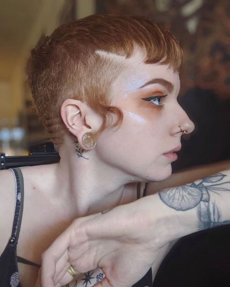 Ira pope sage on Instagram: “I love having a part in this beauty! Pun not intend :)” Pixie Fairy Haircut, Pixie Haircut Undercut Shaved Sides, Pixie Sidecut, Alt Pixie Cut, Cute Mullet, Shaggy Pixie Mullet, Pixie Mullet, Short Shaved Hairstyles, Hipster Hairstyles