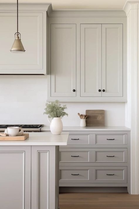 Sherwin Williams Agreeable Gray Kitchen, Kitchen Cabinets Greige, Best Colors For Kitchen Walls, Best Colors For Kitchen, Agreeable Gray Kitchen, Agreeable Gray Kitchen Cabinets, Paint Color For Kitchen Cabinets, Griege Kitchens, Colors For Kitchen Walls