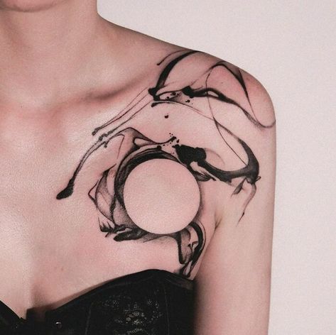 Abstract Tattoo Simple Abstract Tattoos, Aesthetic Abstract Tattoo, Collar Bone Tattoo Abstract, Shoulder To Chest Tattoo Female, Abstract Shape Tattoo, Ink Drop Tattoo, Shoulder Abstract Tattoo, Abstract Chest Tattoo Female, Abstract Neck Tattoo