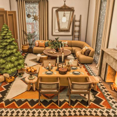 Sims4 Cozy House, Sims 4 Small Living Room Ideas, Sims 4 Boho Apartment, Sims 4 Farmhouse Interior, Sims 4 Cottage Living Room, Sims 4 Interior Design Ideas, Sims 4 Living Room Ideas, Ts4 Interior, Boho House Interior