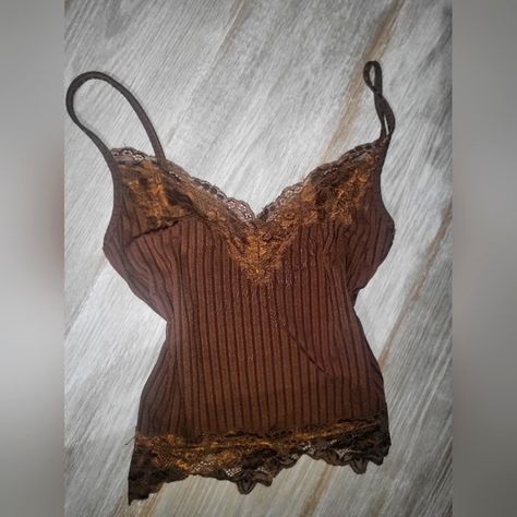 Brown Lace Crop Tank Top/ Cami Brown Lace Top, Boho Coquette, Coquette Cottagecore, Colors Brown, Crop Tank Top, Clean Girl, Tank Top Cami, Cropped Tank Top, Crop Tank