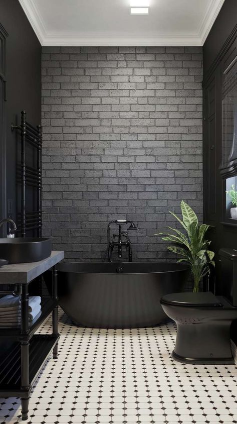 25+ Black Bathroom Ideas Black Bathrooms, Black Bathroom Ideas, Black Bathroom Fixtures, Black Faucets, Black Tile Bathrooms, Modern Black Bathroom, Black Subway Tiles, Dark Bathroom Ideas, Black Bathtub