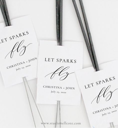 Let the Sparks Fly Tag - Sparkler Send Off Tag, Editable Sparkler Tag, Sparkler Send Off, Wedding Sparkler Tags- SN014_ST by StudioNellcoteDIY on Etsy Dolomites Wedding, Wedding Sparkler Send Off, Wedding Sparkler Tags, Sparkler Tags, Wedding Fireworks, Table Assignments, Wedding Send Off, Nye Wedding, Sparkler Send Off