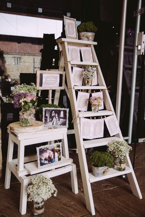 Wedding Ladder Decor Steps Hayley Baxter Photography #wedding #weddingdecor Wedding Ladder Decor, Ladder Decor Wedding, Lodge Wedding Decor, Ladder Wedding Decor, Wedding Ladder, Wedding Theme Flowers, Ladder Wedding, Weddings Decorations Elegant Romantic, Seating Chart Wedding Diy