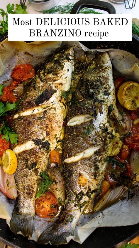 Whole Roasted Fish, Whole Baked Fish, Baked Branzino Recipe, Bronzino Fish Recipe, Branzino Fish Recipe, Baked Branzino, Branzino Fish, Whole Branzino, Baked Red Snapper