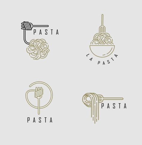 Italian Restaurant Logos, Italian Symbols, Pasta Brands, Pasta Restaurants, Element Illustration, Food Logo Design, Concept Illustration, Simple Icon, Linear Design