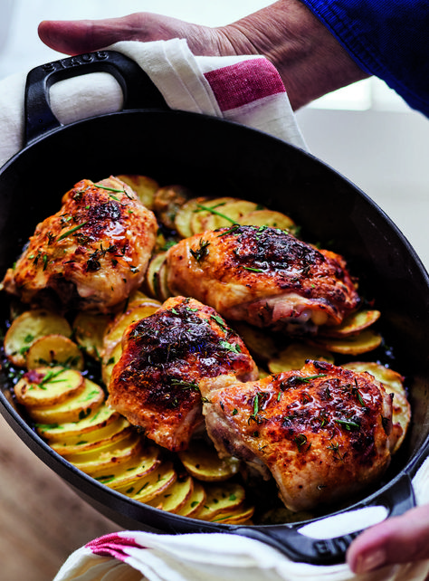 Ina Garten's Skillet-Roasted Chicken & Potatoes Is the Coziest Date Night Mealthepioneerwoman Roasted Chicken And Potatoes, Chicken And Potatoes, Chicken Skillet, Iron Skillet Recipes, Ina Garten Recipes, Date Night Recipes, Buttermilk Chicken, Cast Iron Skillet Recipes, Barefoot Contessa