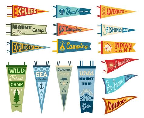 Camp Signage, Family Stock Photo, Sport Banner, Pennant Flags, Nerd Shirts, Sport Club, Camping Recipes, Pennant Flag, Tattoo Illustration