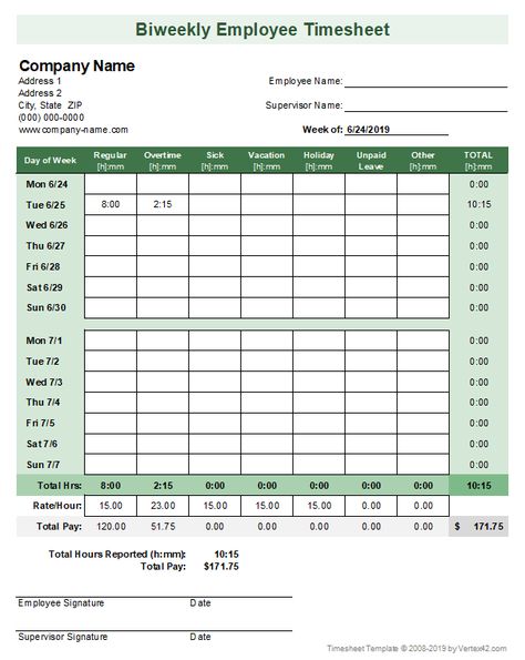 Download the Biweekly Excel Timesheet from Vertex42.com Blank Spreadsheet Template Free Printable, Bill Spreadsheet Printable, Time Sheet Template, Excel Timesheet Template, Time Sheet Printable Employee, Business Spreadsheets, Cpr Card, Employee Time Sheet, Bill Tracker Excel Template