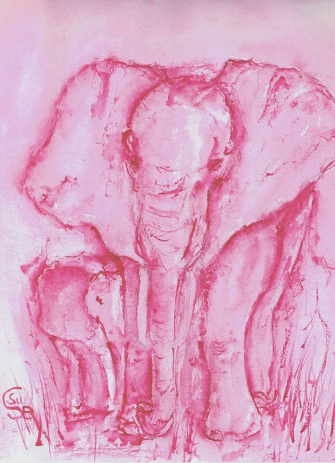 PINK ELEPHANTS  - an elephant loves her babies like I do: completely and forever Elephant Drawing, Watercolor Elephant, Go Pink, Elephant Love, Elephant Art, Tickled Pink, Pink Elephant, An Elephant, Pink Art