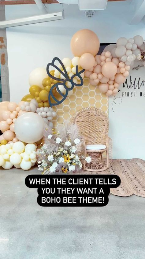 Boho Bee Theme, Gender Reveal Bee Hive, Boho Bee Baby Shower Ideas, Boho Bee Birthday, Gender Reveal Honey Bee Theme, Gender Reveal Party Bee Theme, A Little Honey Is On The Way Decorations, Little Honey Baby Shower Theme, Bee Theme Bridal Shower Ideas