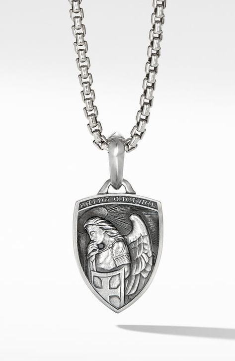 St Michael Necklace, Spiritual Tattoos, San Gabriel, Saint Michael, David Yurman Jewelry, Men Street, Fire Station, Latest Jewellery, St Michael