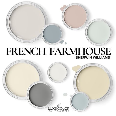 French Country Paint Colors Sherwin Williams, Country French Farmhouse Decor, Paint Pallet Ideas, French Basement, Entryway Color Ideas Paint, French Country Paint Colors, Country Paint Colors, Paint Combos, Cottage Entryway