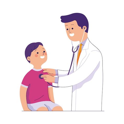 Doctor examines a child's chest with a s... | Premium Vector #Freepik #vector #children-hospital #doctor-checkup #check-up #medical-checkup Medical Clip Art, Children's Day Poster, Education Poster Design, Doctor For Kids, Color Mixing Chart, Medical Photos, Sick Day, Flat Design Illustration, Family Doctors