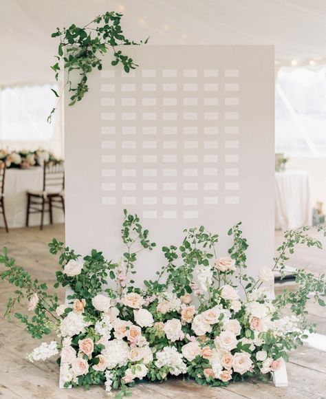 Seating Chart Florals, Unique Seating Chart Wedding, Wedding Ambiance, Low Centerpieces, Seating Plan Wedding, Floral Event Design, Wedding Reception Inspiration, Wedding Linens, Pastel Wedding