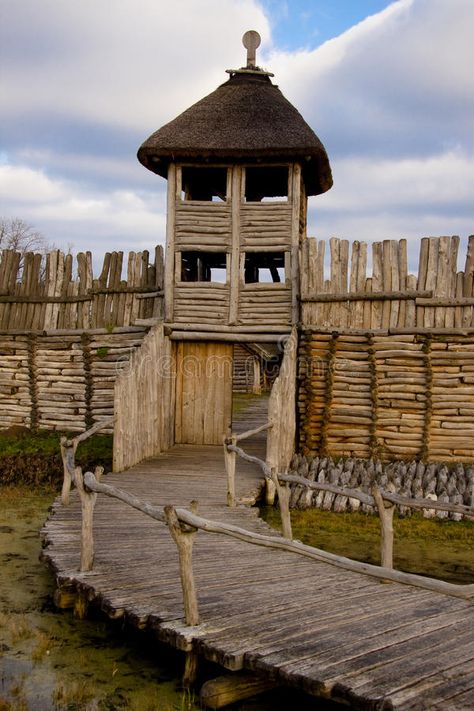 Wooden wall and tower. Small wooden bridge, wall and tower in Biskupin - Poland , #Affiliate, #tower, #Small, #Wooden, #wall, #Biskupin #ad Wooden Fortress, Log Structures, Wooden Fort, Houses Inspiration, Wooden Castle, Log Wall, Medieval Fortress, Tudor Style Homes, Wooden Log