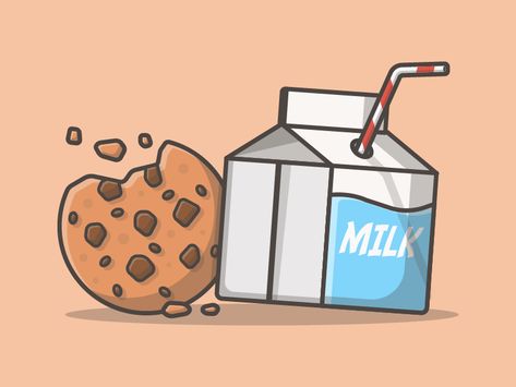 Just cookie and milk° 🍪🍼 by catalyst Illustration Coffee Shop, Cookies With Milk, Milk Drawing, Cookie Drawing, Bakery Icon, Kawaii Cookies, Candy Icon, Father's Day Greeting Cards, Vector Icons Illustration