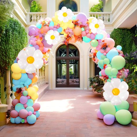 Party Rental Ideas, Daisy Decorations, Yellow Balloons, Creative Christmas Trees, Flower Festival, Balloon Shapes, Set Decor, Event Gifts, Balloon Flowers