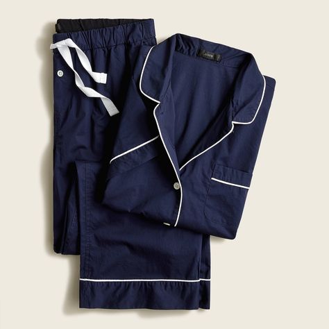 J.Crew: End-on-end Cotton Short-sleeve Pajama Set For Women Matching Pj Set, J Crew Pajamas, Cotton Pajama Set, Cotton Pajama Pants, Striped Pyjamas, Cotton Pajama Sets, Plaid Pajamas, Pajama Pant, Flannel Pajamas