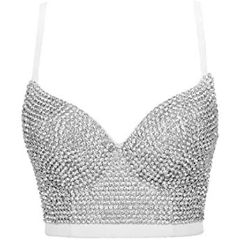 CHICTRY Women Halter Neck and Back Tie Up Bra Top with Sequins Tassel Costume Silver One Size : Amazon.co.uk: Clothing Diamond Push Ups, Girls Corset, Athleisure Accessories, Diamond Red, Diamond Tops, Cotton Camisole, Diamond Girl, Top Bra, Bra Cup Sizes