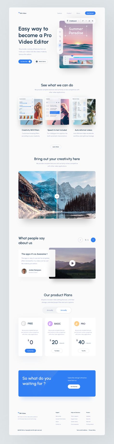 Landing Page Ux Design, Landing Page Video Design, Video Landing Page Design, Video Landing Page, Saas Landing Page, Montage Video, Design 2023, Fun Website Design, Website Design Layout