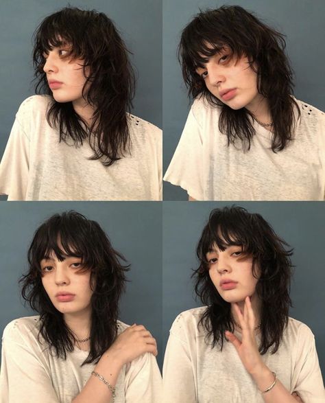 Indie Sleaze Haircut, Side Bangs Shag, Permed Wolf Cut, Wavy Asian Hair, The Shag Haircut, Long To Short Haircut, Corte Shaggy, Hair Arrange, Alternative Hair