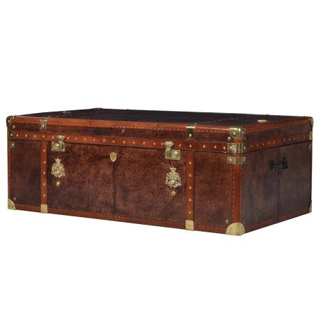 Coach House - EXP053 Leather Trunk Coffee Table, Trunk Coffee Table, Leather Trunk, Style Coffee Table, Coffee Table Trunk, Led Accessories, Wood Console Table, Cottage Design, Brass Fittings