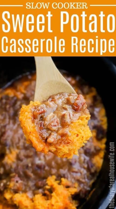 Slow Cooker Sweet Potato Casserole Slow Cooker Sweet Potato Casserole, Recipes Using Ground Beef, Slow Cooker Sweet Potatoes, Sweet Potato Recipes Casserole, Hamburger Meat Recipes, Best Slow Cooker, Thanksgiving Food, Sweet Potato Casserole, Potato Casserole