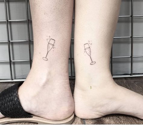 Champagne Tattoo, Running Tattoos, Flute Tattoo, Bachelorette Tattoos, Running Tattoo, Glasses Tattoo, Airplane Tattoos, Food Tattoos, Mouthwatering Food