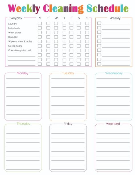 2 Printable Weekly Cleaning Schedule Templates - Freebie Finding Mom Cleaning Schedule With Kids, Home Cleaning Schedule, Free Printable Cleaning Schedule, Mom Organization, Free Printable Cleaning, Cleaning Schedule Templates, Cleaning Chart, Weekly Tasks, Closet Cleaning