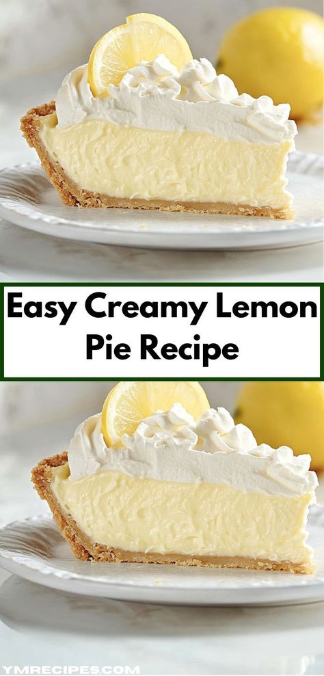 Searching for the perfect balance of sweetness and tartness? This Creamy Lemon Pie Recipe is a quick and fuss-free dessert that brings joy to family dinners. Enjoy the delightful flavors with each delicious slice! Lemon Cream Pie Recipe, Lemon Baked Goods, Creamy Lemon Pie, Easy Lemon Pie, Lemon Pie Recipe, Lemon Cream Pies, Citrus Desserts, Pie Filling Recipes, Cream Pies