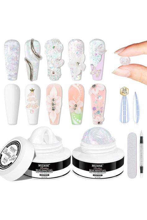 MIZHSE Solid Builder Gel for Nails: 2 Colors Hard Gel Sculpting Gel Non-sticky Building Gel, 18g White and Glitter Modeling Gel Carving Gel Nail 3D Gel Nail Art Soak off Nail Art Salon Home DIY Nails 2 Colors, Solid Builder Gel, 3d Gel Nail Art, Nail Art Salon, Builder Gel, Hard Gel, Clean Nails, Gel Nail Art, Pedicure Nails