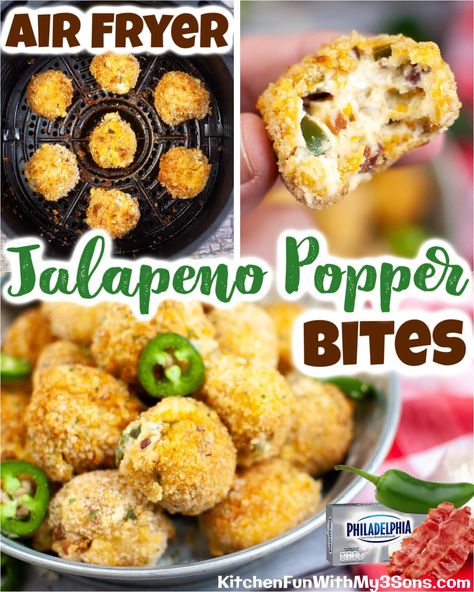 These Air Fryer jalapeno Popper Bites are my new favorite appetizer. Crispy bites of cheddar cheese, jalapenos and bacon. Popper Bites, Air Fryer Jalapeno, Jalapeno Popper Bites, Snacks Sandwiches, Super Bowl Menu, Best Christmas Appetizers, Bacon Jalapeno Poppers, Deep Fried Appetizers, Fantastic Recipes